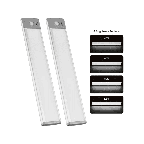 Under Cabinet Lighting, 2 PCS, 40 LED Motion Sensor Lights, Rechargeable Battery Operated Closet Lights with Remote Control, Wireless Under Counter Light for Cabinets, Bookshelf, Stair, Hallway