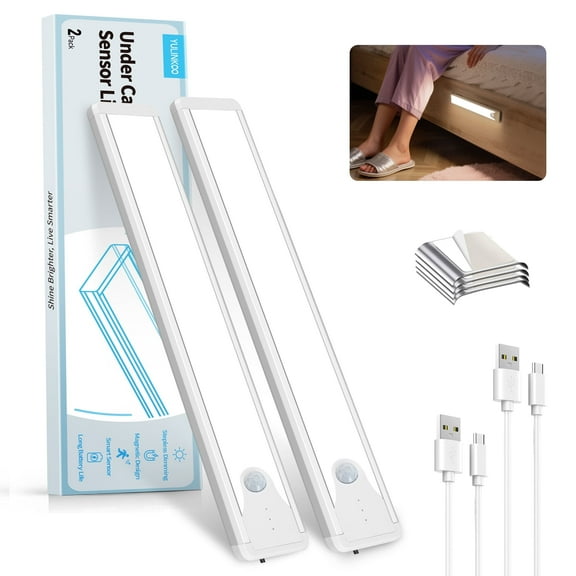 8 Inch LED Rechargeable Battery Operated Motion Sensor, Wireless Magnetic Dimmable 6500K Under-Cabinet Lights, 2 Count