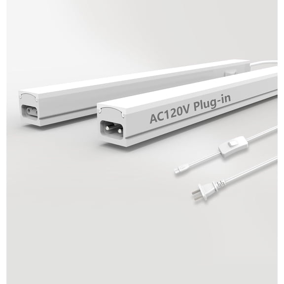 Under Cabinet Lighting Plug in, 16 Inch 2 Pcs, Linkable AC120V 3CCT 3000K/4000K/5000K Ultra Slim, LED Under Cabinet Lights for Counter Light, Kitchen, Shelf, Sink, Workshop, Desk, White