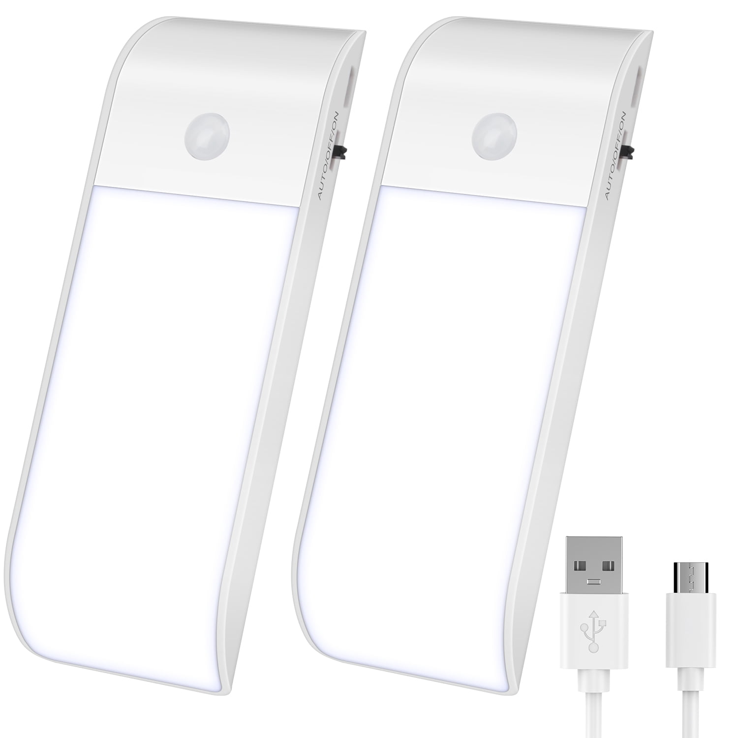 Under Cabinet Lighting Rechargeable Motion Sensor,AILKIN LED Closet Lights Magnetic Wireless Stick-on Safe Night Light,Cold White Lights 6000K Under Cabinet for Cabinet,Closet,Bedroom,Kitchen,2 Pack