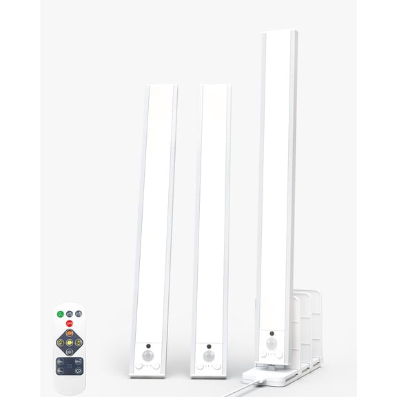 Under Cabinet Lighting  with Remote, Rechargeable Under Cabinet Lights with  Station, 14 Inch Motion Sensor Light Indoor, 3 Color Temps & Dimmable for Kitchen, Closet, Hallway, 3-Pack
