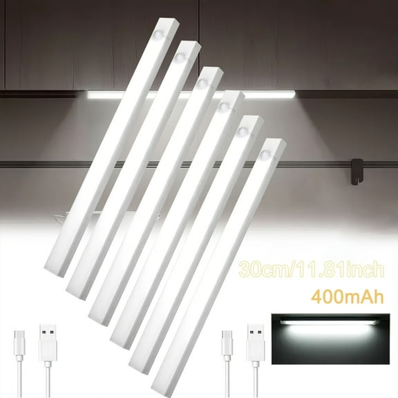 Under Cabinet Lighting Wireless, Rechargeable Motion Sensor Lights with Magnetic Mount, Battery Powered Under Counter Lights for Kitchen, Closet Lights Motion Sensor, 6-Pack