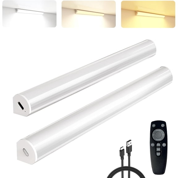 Under Cabinet Lighting Wireless with Remote,Rechargeable Battery Operated Closet Lights,3 Color Magnetic Dimmable led Strip Lights,Under Counter Lights for Kitchen,Shelf,Bedroom (Black, 40cm)