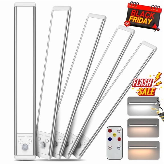 Under Cabinet Lights 5 pack,52LED Motion Sensor Night Light Indoor,2000mAh USB Rechargeable Light,Magnetic Dimmable Lights for Kitchen, Stairs,Wardrobe Lighting