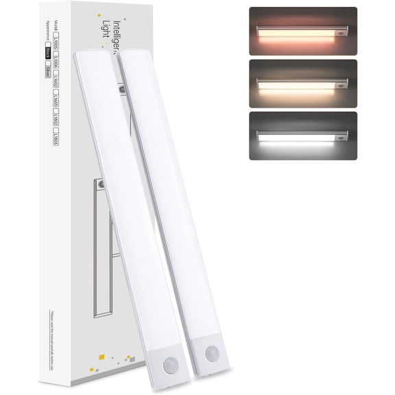 Under Cabinet Lights,60 LED Rechargeable Battery Operated Motion Sensor Light Indoor, 2 Pack Magnetic Dimmable Closet Lights, Wireless Under Counter Lights for Kitchen Stairs Hallway