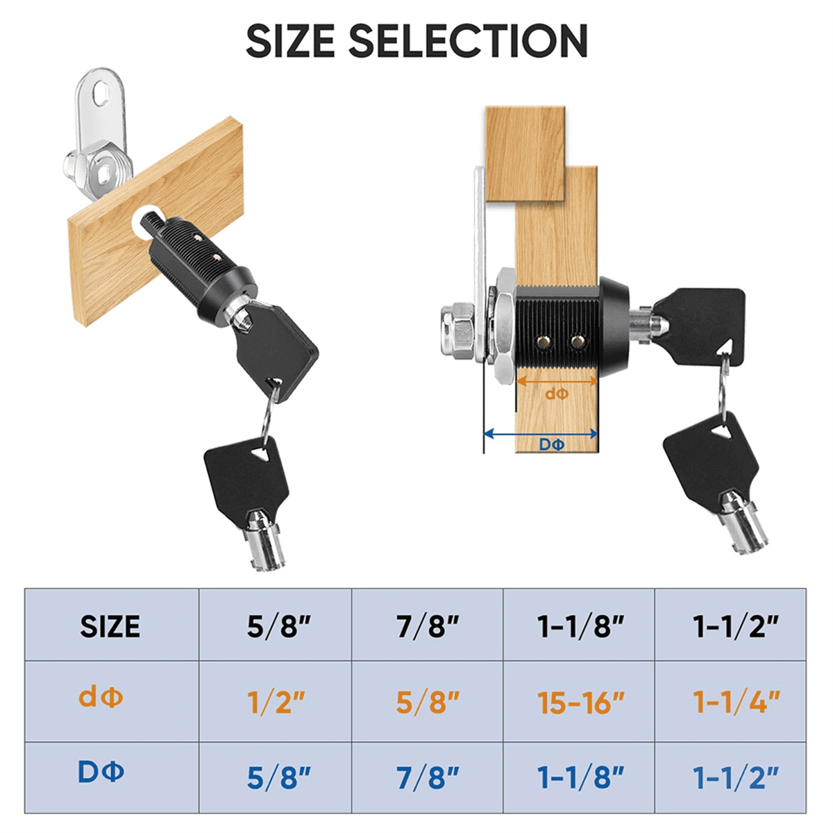 Lock with Key, 5/8 Inch Heavy Duty Tubular Cam Lock for RV