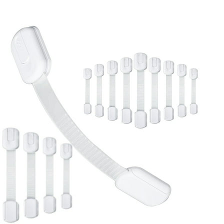 Cabinet Locks Baby Proofing,14pcs Child Safety Cabinet Locks,Adjustable Strapbaby Proof Cabinet Locks,Childproof Cabinet Locks,No Drilling Required Child Locks for Toilet and Fridge & More