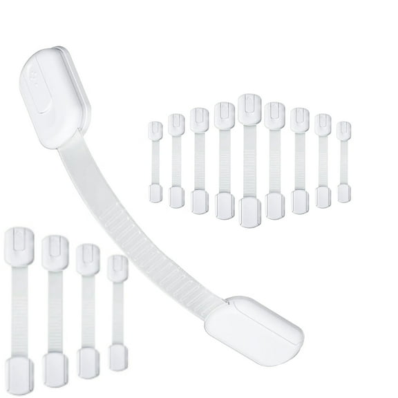 Cabinet Locks Baby Proofing,14pcs Child Safety Cabinet Locks,Adjustable Strapbaby Proof Cabinet Locks,Childproof Cabinet Locks,No Drilling Required Child Locks for Toilet and Fridge & More