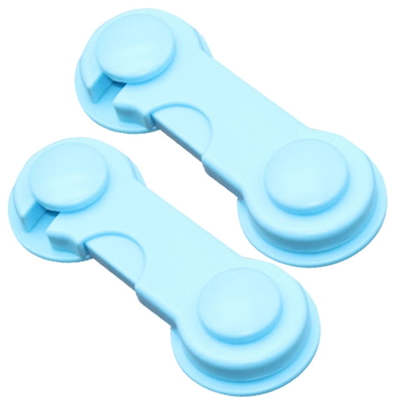 Cabinet Locks Baby Proofing Adhesive Child Proof Cabinet Locks Blue Baby Safety Latch 2 Pack Fridge Lock Drawer Cupboard Pantry Door Safety Lock for Kids Toddlers