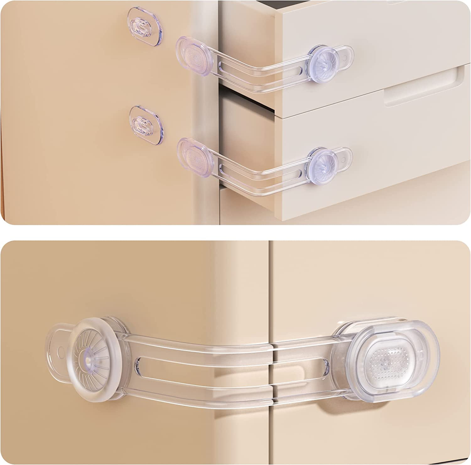 Cabinet Locks For Babies,2 Packs Baby Proof Cabinet Locks Use 3M Adhesive(Quick & Safe) Child Locks For Cabinets,Drawers, Toiet And More(2 Pack)