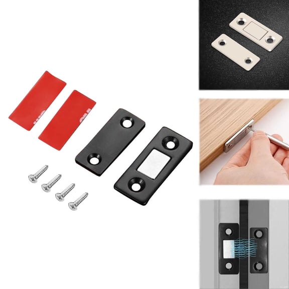 Cabinet Magnetic Catch, 1 Pack Black Ultra Thin Magnetic Cabinet Door Catch, Adhesive Cabinet Magnets for Kitchen Drawer Cabinet Door Closet