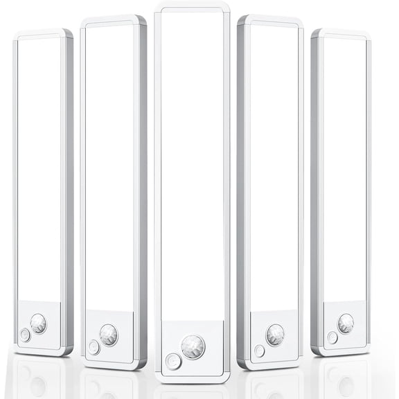 Under Cabinet Motion Sensor Lighting: Dimmable Rechar able Lights Indoor - Battery Operated Lights - Undercabinet Wireless Closet Light Magnetic Led Light for Kitchen Home Bathroom Counter 5 Pack