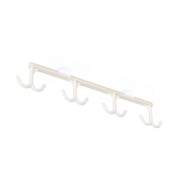 TIHOOD Under Cabinet Mug Rack (4-Pack) - Rustic Iron Cup Holder With 16 Hooks For Mugs & Kitchen Utensils