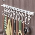 thumbnail image 1 of Cabinet Organizer under $5! Cagogo Sliding Track Hooks for Cabinet Door, No Drill Adhesive S Hooks for Kitchen, Behind Door Organizer for Utensils, Wall Mounted Storage Rack for Spatula Ladle, 1 of 9