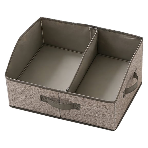 Cabinet Organizer Box with Dividers, Stackable Storage Bin for Underwear & Socks, 2-Section Closet Organizer with Handle, Multi-Use, Large Drawer Organizer