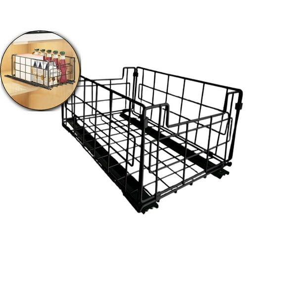 Cabinet Organizer, Carbon Steel Pull Out Cabinet Organizer, Kitchen Cabinet Slide Out Shelves for Storing and Organizing Bathrooms, Kitchens, Bedroom