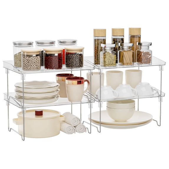 Cabinet Organizer Shelf 4 Stackable Kitchen Counter Shelves Spice Rack ...