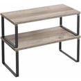 thumbnail image 1 of Cabinet Organizer Shelf, Set of 2 Kitchen Counter Shelves, Kitchen Storage, Spice Rack, Stackable, Expandable, Metal and Engineered Wood, Ink Black and Heather Greige UKCS200X02, 1 of 8