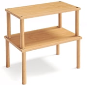 Cabinet Organizer Shelf,Set of 2 Kitchen Counter Shelves,Bamboo Stackable Expandable Spice Rack CountertopMedium