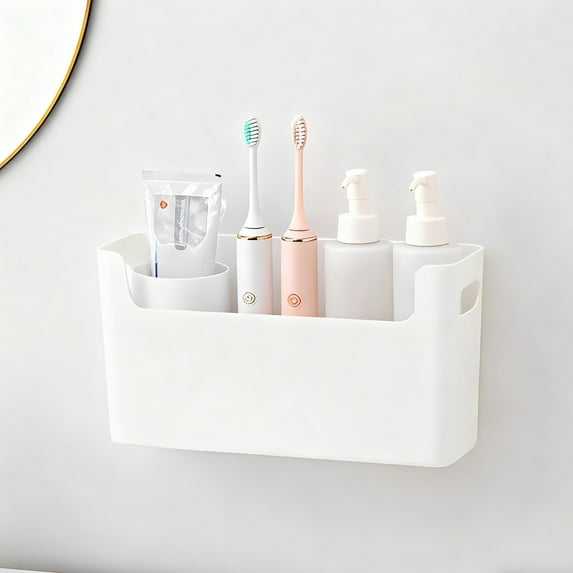 Cabinet Organizer Storage, Adhesive Over Cabinet Door Organizer, No Drilling Space Saver Plastic Storage Containers, Multi-Use for Kitchen Bathroom Office Bedroom, 1 Pcs, 10.0x3.3x3.7"