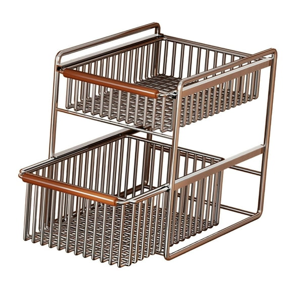 Cabinet Organizer Storage Rack 2 Layer Drawer Space Saving Detachable Design for Bathroom Shower Home Kitchen