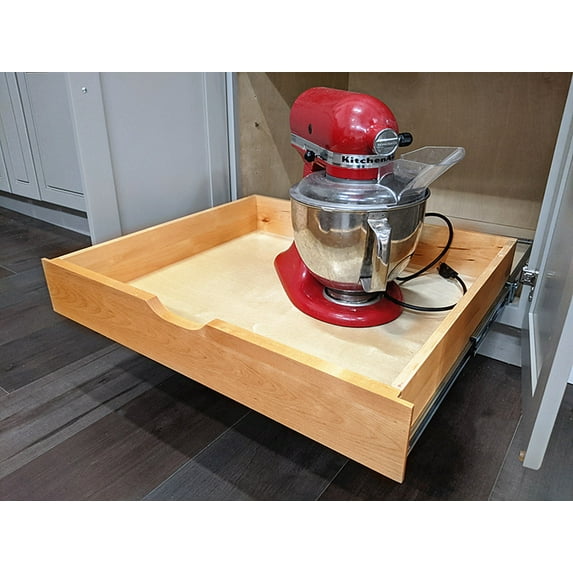 Cabinet Organizers and Storage Wood Drawer Organizer Pull Out Cabinet Sliding Shelf Base Kitchen Bathroom Organizer Under Sink Pull Out Organizer Drawer 26'' W x 22'' D. DO NO INCLUDE Stand Mixer