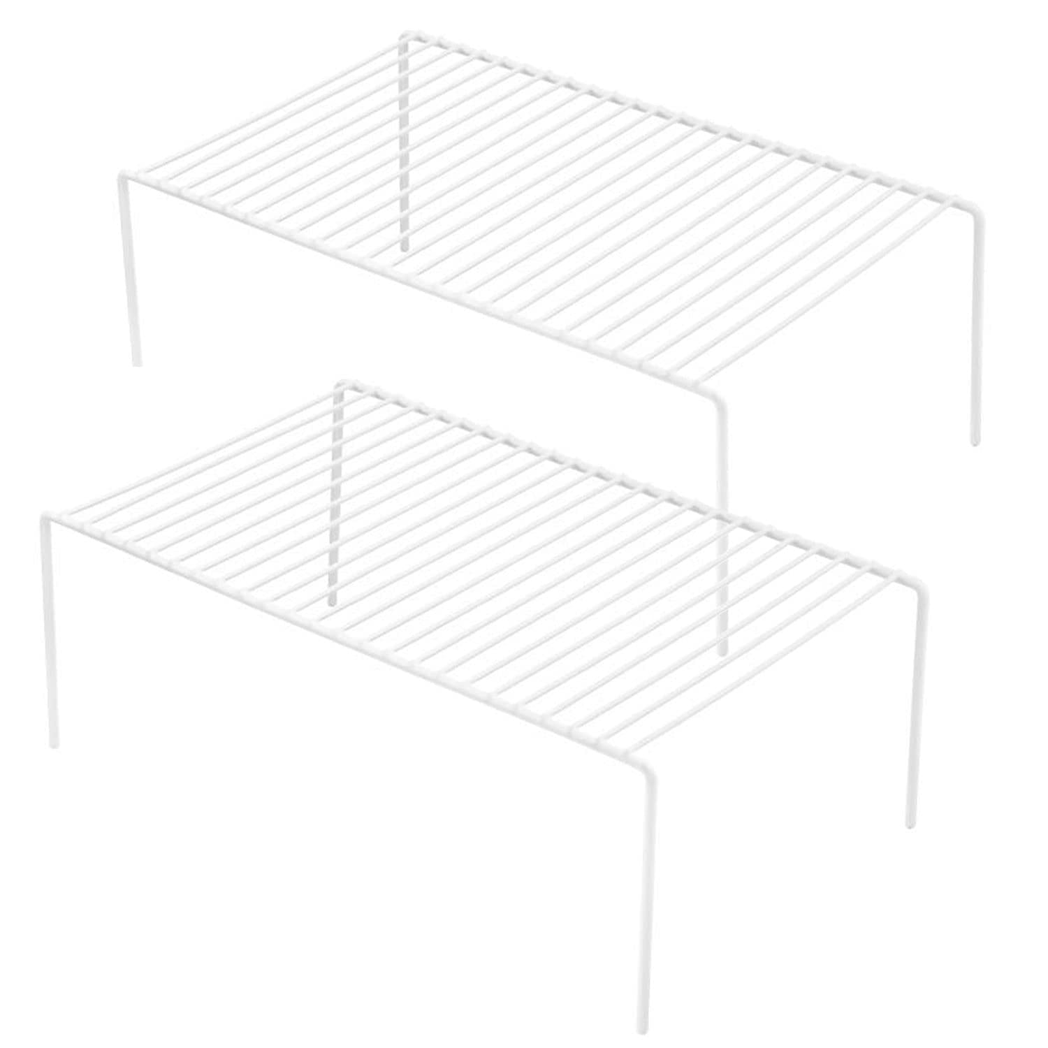 Cabinet Organizers White Set of 2 Metal Wire Kitchen Pantry Storage ...