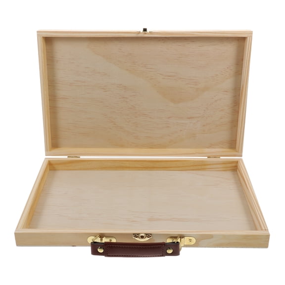 1Pc Handle Empty Box for Painting Pen Storage Wooden Box Paint Tray Box