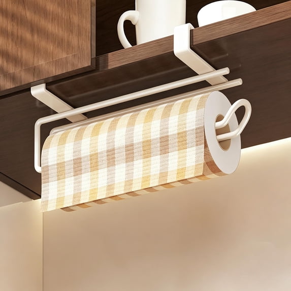 Under Cabinet Paper Towel Holder, Multi Function Kitchen Roll Storage Organizer, Space Saving No Drill Hanging Paper Towel Holder for Kitchen Bathroom