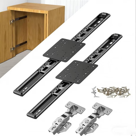 Cabinet Pocket Door Slide Kit, Inset Sliding Hardware for Hidden Cabinet Doors, Space Saving Pocket Door Hardware for Kitchen, Pantry, Closet (14 inch, 2 PCS)