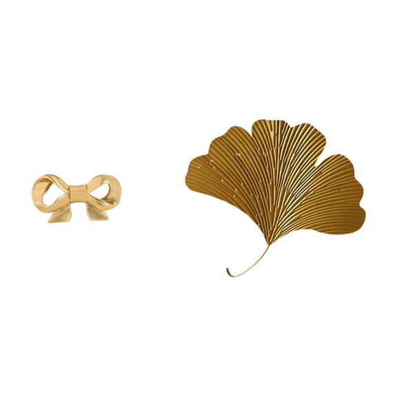 Cabinet Pull Brass Bowknot Furniture Handle Ginkgo Leaf Wall Art Wrought Iron Material for Living Room Bedroom Office