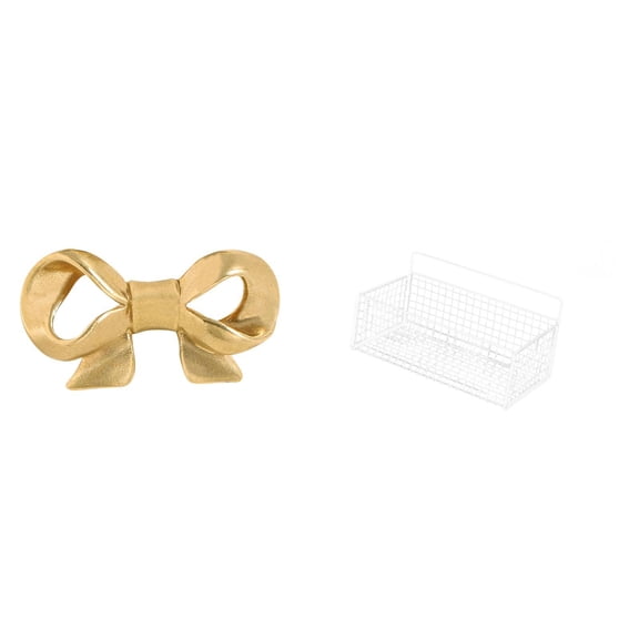 Cabinet Pull Furniture Handle Brass Bowknot Wire Hanging Storage Basket Easy Install for Home Kitchen Bedroom Dorm Use