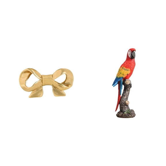 Cabinet Pull Parrot Statue Bowknot Furniture Handle Resin Brass Construction for Bathroom Porch Living Room