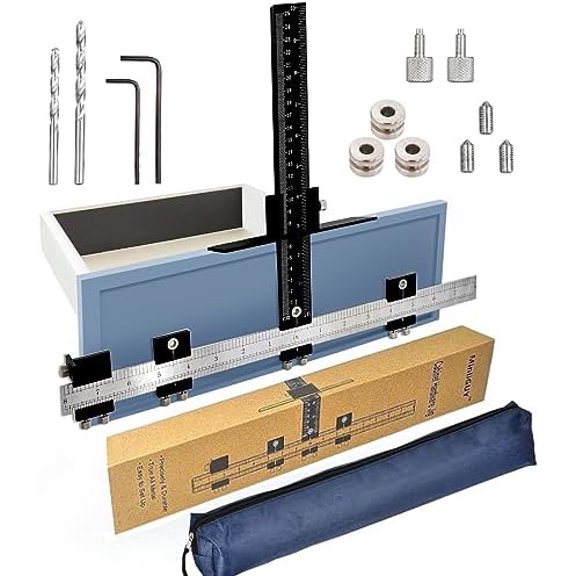 Cabinet Pull Template, Upgrade Cabinet Door/Drawer Hardware Template for Handle/Knob/Pull Installation, Adjustable Cabinet Hardware Jig All Metal W/ 5mm& 4mm Drill Bushing Guide