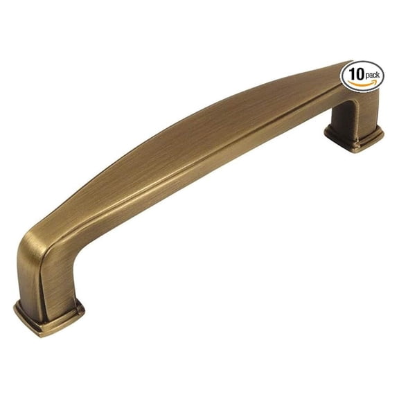 Cabinet Pulls 10 Pack - 3 Inch Antique Brass Handles - Kitchen Cabinet Hardware 76mm Hole Centers - Modern Drawer Pulls for Bathroom Furniture