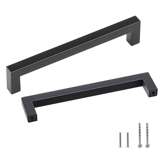 Cabinet Pulls 10 Pack, 5.04in Kitchen Drawer Handles, Stainless Steel Square Cabinet Hardware, Matte Black Cupboard Door Pulls for Kitchen Bathroom Furniture