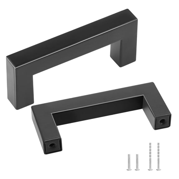 Cabinet Pulls 30 Pack, 3in Stainless Steel Kitchen Cabinet Handles, Modern Square Black Drawer Pulls for Bathroom Closet Hardware -