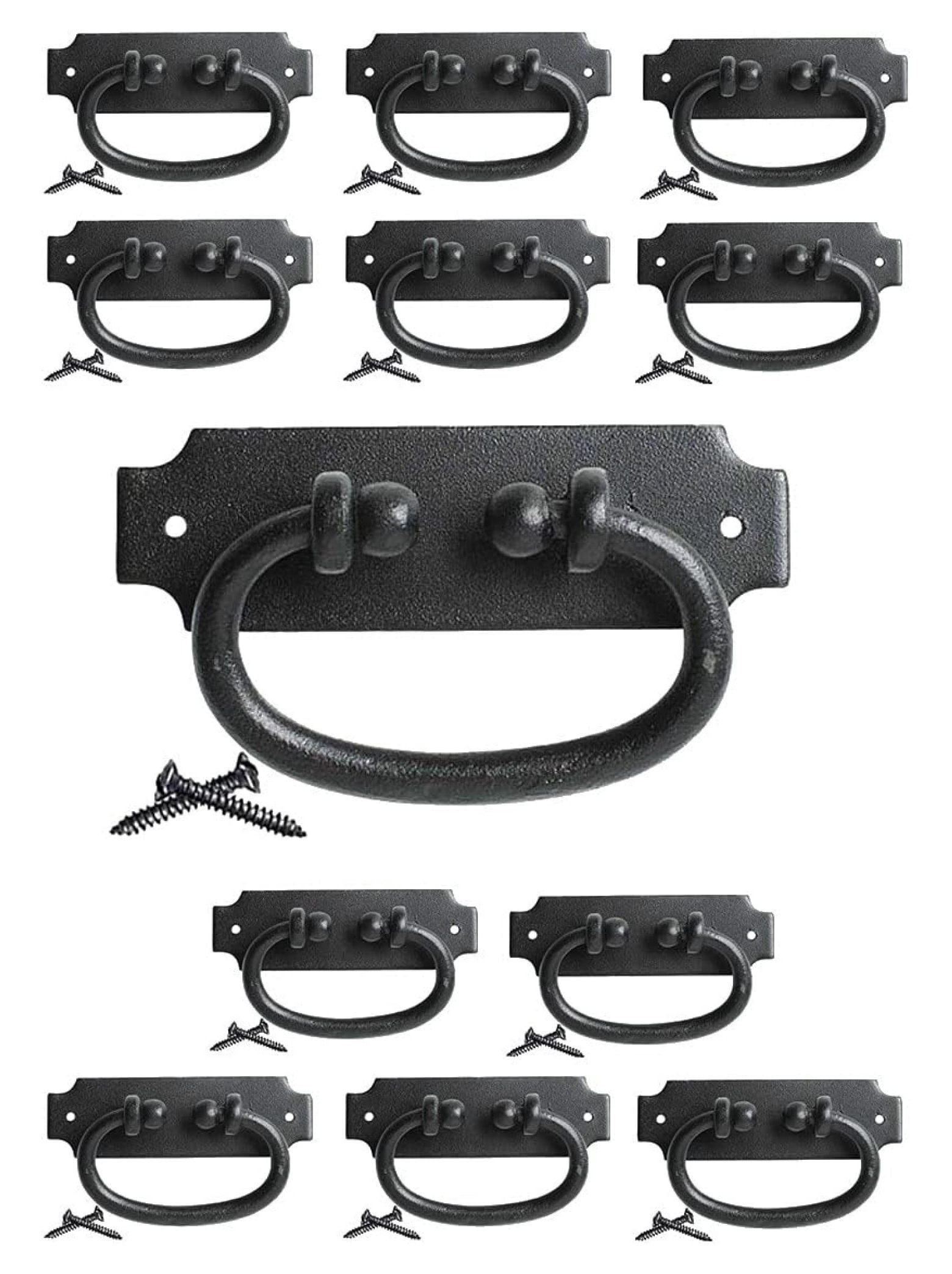 Cabinet Pulls 5.25 in. Black Wrought Iron Ring Drawer Pulls with ...