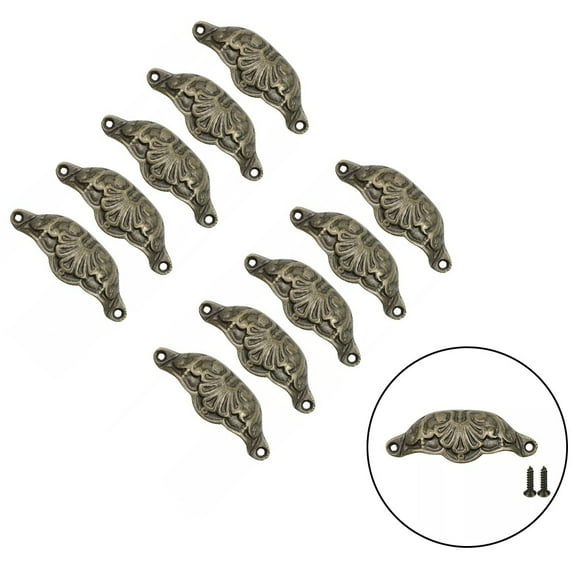 Cabinet Pulls Cup Pull Handles Interior Design Mounting Screws Included Antique Brass Finish High-Quality Material