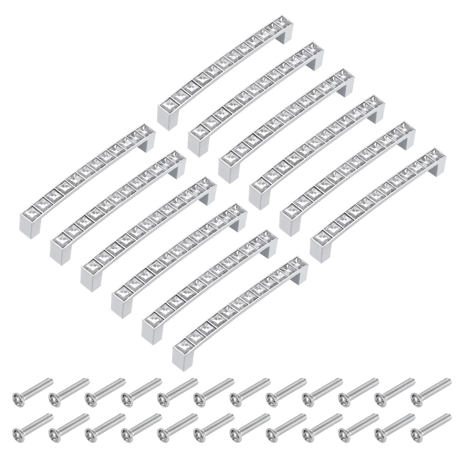 Cabinet Pulls Drawer Handles 128mm Hole Centers Alloy Crystal with Screws 12Pack