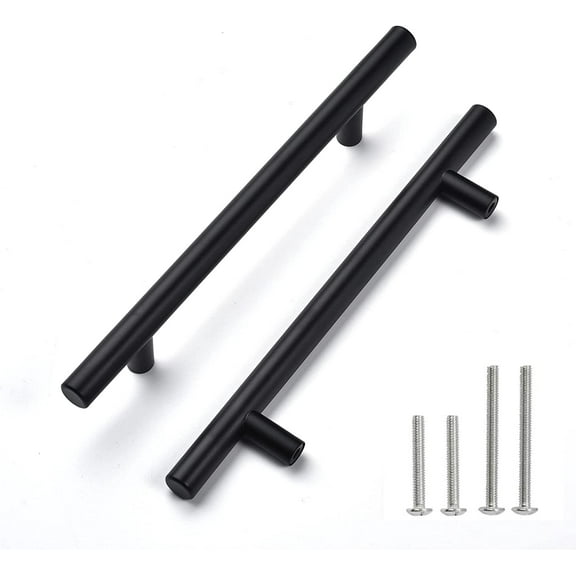 Cabinet Pulls Matte Black Cabinet Handles, 20 Pack 5 Inch Stainless Steel Kitchen Cupboard Handles Drawer Pulls, Cabinet Hardware Bar Handles, 128mm Hole Centers