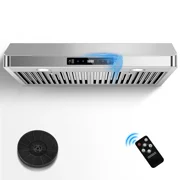 Under Cabinet Range Hood 30 inch Stainless Steel Ducted/Ductless Range Hood with Touch Gesture Remote Control 700CFM & 3-Speed Kitchen Stove Vent Hood Baffle Filters 3 Air Vents