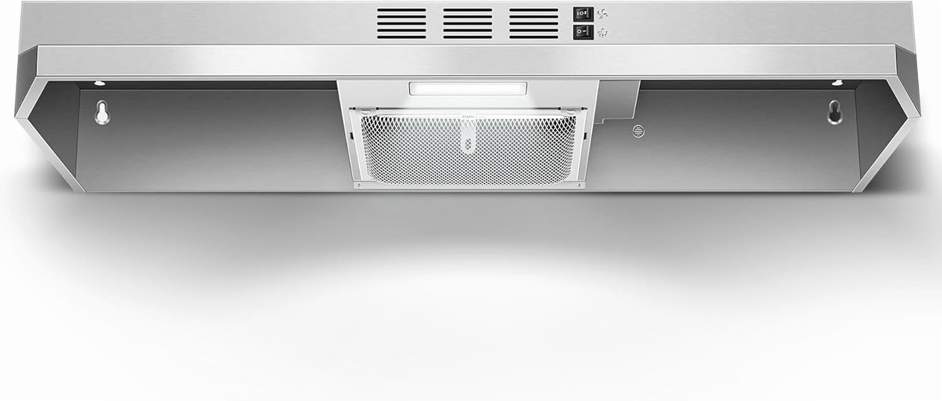 Under Cabinet Range Hood 36 inch, Ducted/Ductless Vent Hood with 2 Speeds Fan, Black Range Hood with Rocker Button Control, Kitchen Hood 280CFM, Bright LED Light