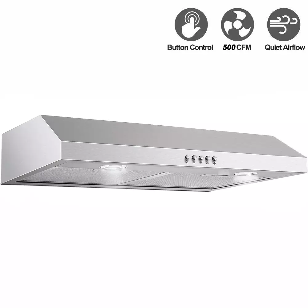 Under Cabinet Range Hood,Range Hood 30 inch Under Cabinet Stainless Steel Brushed,Ductless Range Hood Alterable to Ducted Ventilation,Stove Hood and Oven Vent Hood for Kitchen Cabinet