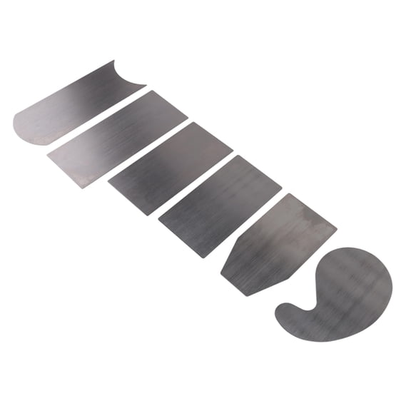 Cabinet Refinishing Card Scraper Set, 6-Piece Steel Woodworking Tools: 3 Rectangle, 1 Beveled, 1 Curved, 1 Gooseneck