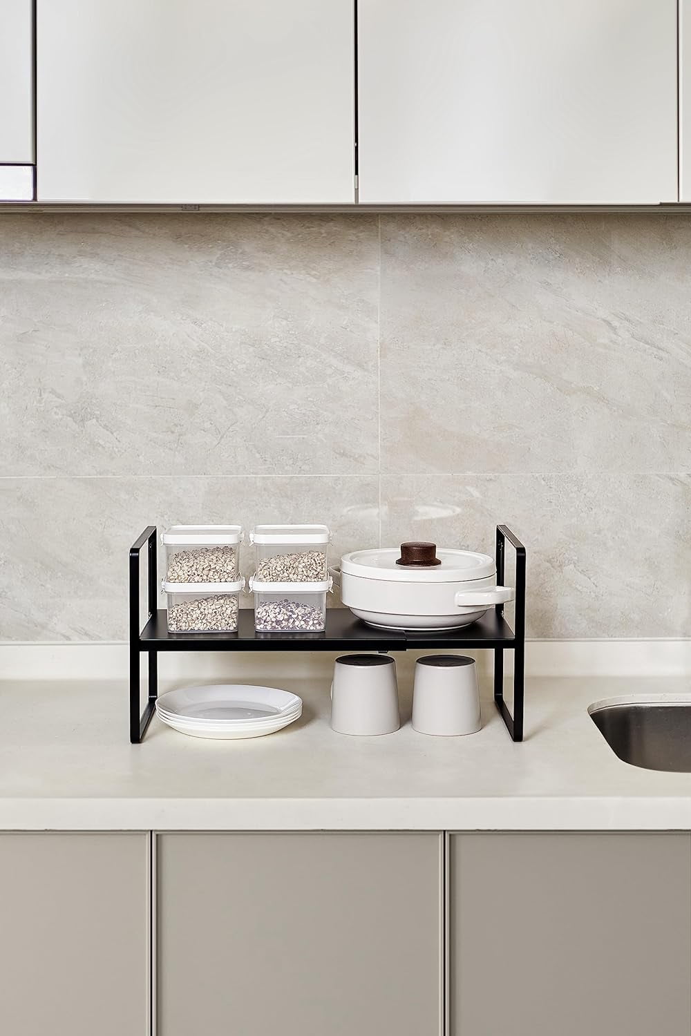 Cabinet Shelf Expandable Height Adjustable Organizer Riser for Kitchen ...
