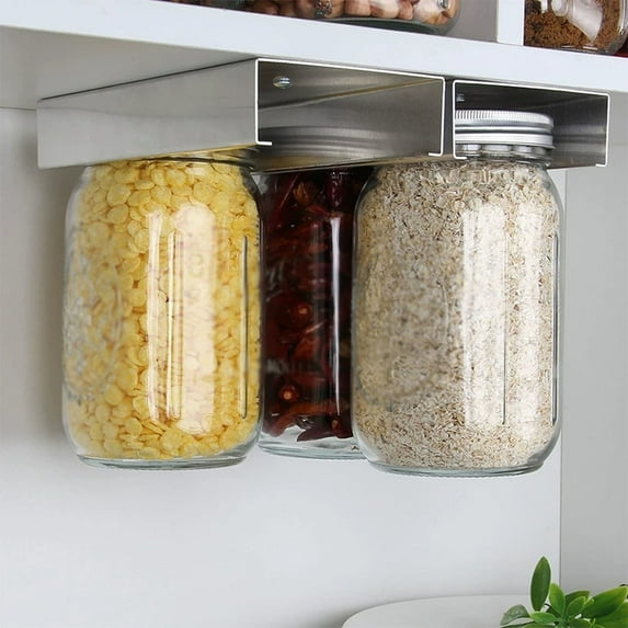 Cabinet Shelf Hanger Organizer, Suspended Food Storage Rack for Mason Jars, Space-Saving Kitchen Pantry Organizer for Spices, Cans, Under Shelf Basket A