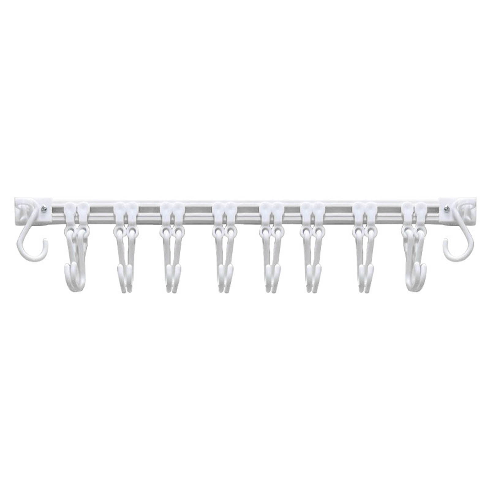 Rail Mount Snapper Rack Under Cabinet Slide Rail Hook Rack with a Set of Ten Sliding Hooks ...