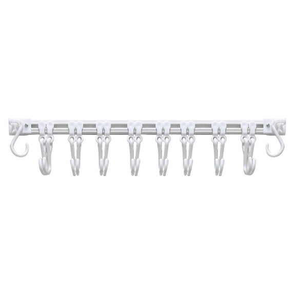 Rail Mount Snapper Rack Under Cabinet Slide Rail Hook Rack with a Set of Ten Sliding Hooks ...