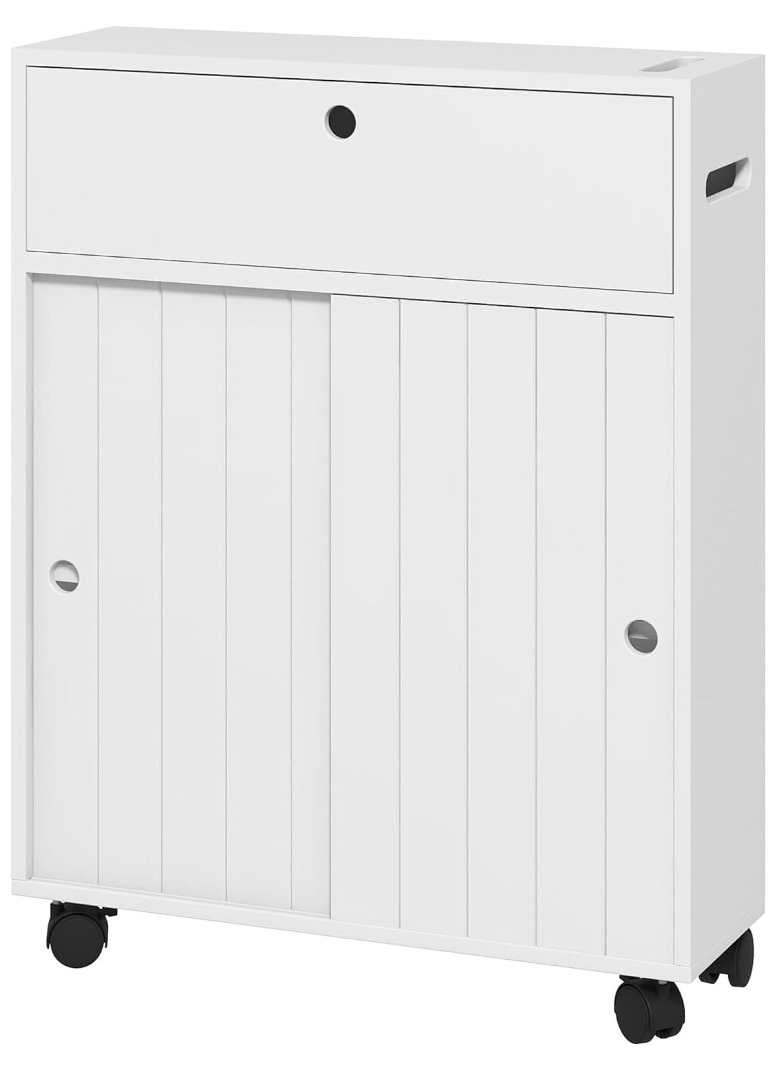 Cabinet, Slim Bathroom Cabinet with 4 Rolling Wheels, Small Bathroom ...